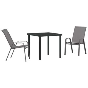 vidaXL Conjunto de Comedor de Jard&iacute;n 3 pcs Gris y Negro