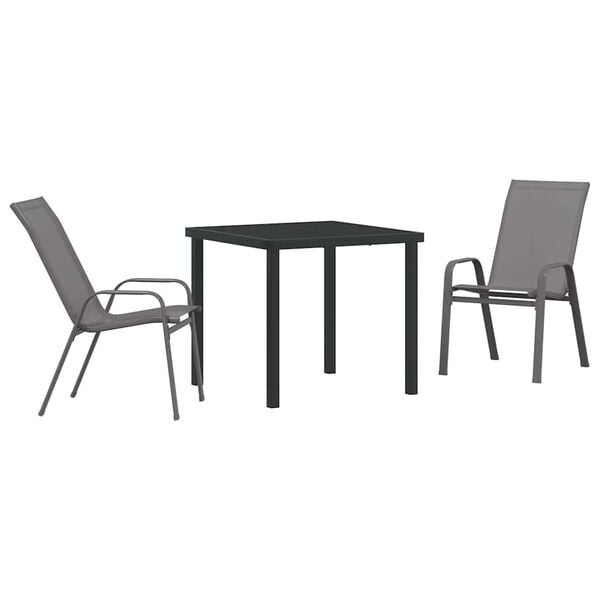 vidaXL Conjunto de Comedor de Jard&iacute;n 3 pcs Gris y Negro