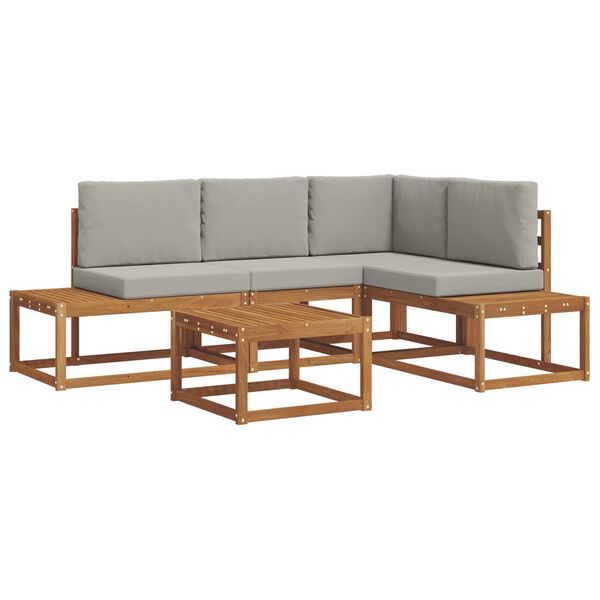 vidaXL Conjunto de sof&aacute;s de exterior 5 Pieza Gris Natural y Claro