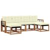 vidaXL Conjunto de sof&aacute;s de exterior con coj&iacute;n 6 pcs Natural y Crema