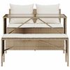 vidaXL Set comedor de jard&iacute;n 3 pzas con cojines rat&aacute;n sint&eacute;tico beige
