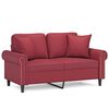 vidaXL Sof&aacute; de 2 plazas con cojines cuero sint&eacute;tico rojo tinto 120 cm