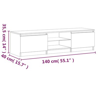 vidaXL Mueble para TV con luces LED gris Sonoma 140x40x35,5 cm