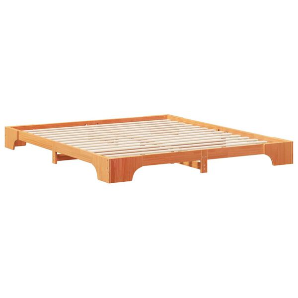 vidaXL Estructura de cama Marrón 200 x 210 cm Madera de pino macizo