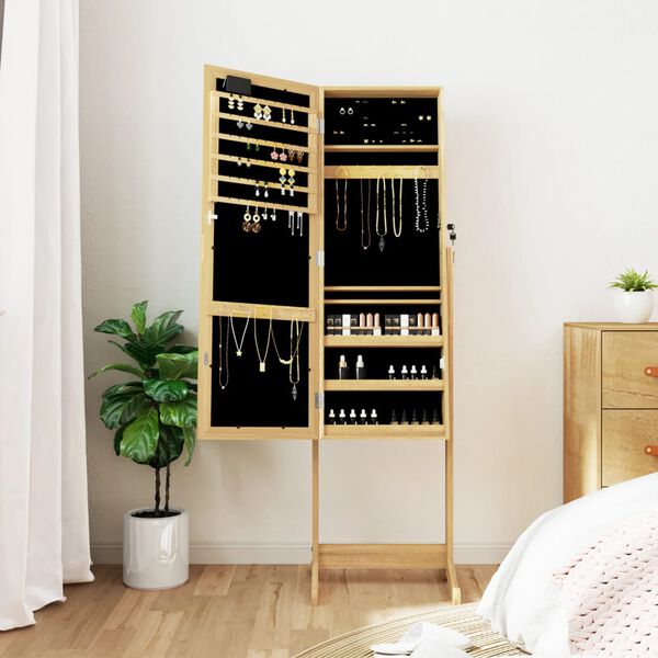 vidaXL Espejo de pie con joyero y luces LED