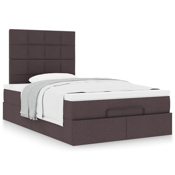 vidaXL Estructura de cama otomana colch&oacute;n tela marr&oacute;n oscuro 120x190cm