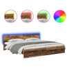 vidaXL Estructura de cama con tiras LED Madera Vieja 200 x 200 cm