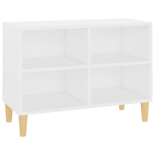 vidaXL Mueble de TV con patas de madera maciza blanco 69,5x30x50 cm
