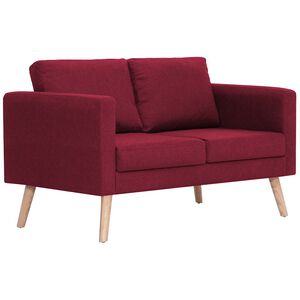vidaXL Sof&aacute; de 2 plazas de tela color vino tinto