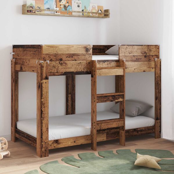 vidaXL Cama Litera para Ni&ntilde;os con colch&oacute;n Madera vieja 80 x 160 cm