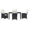 vidaXL Conjunto de Comedor de Jard&iacute;n con coj&iacute;n 5 pcs Negro Polirat&aacute;n