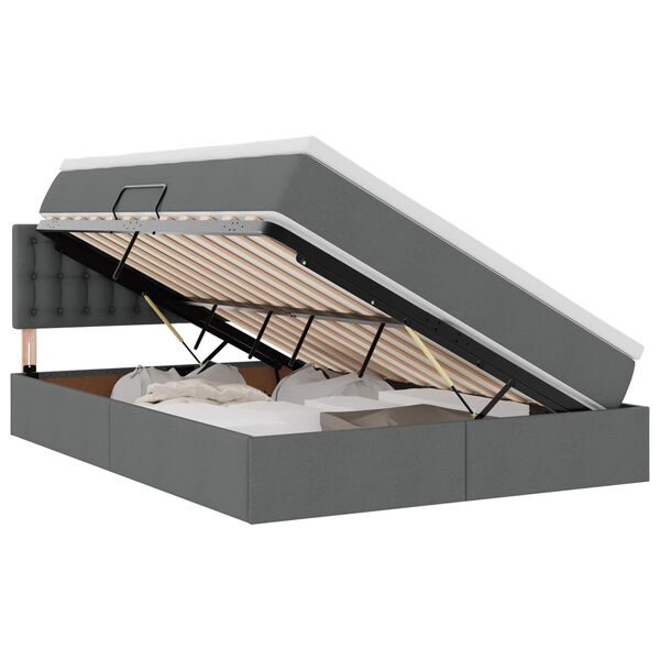 vidaXL Cama con almacenamiento y LED Gris oscuro 140 x 190 cm tela