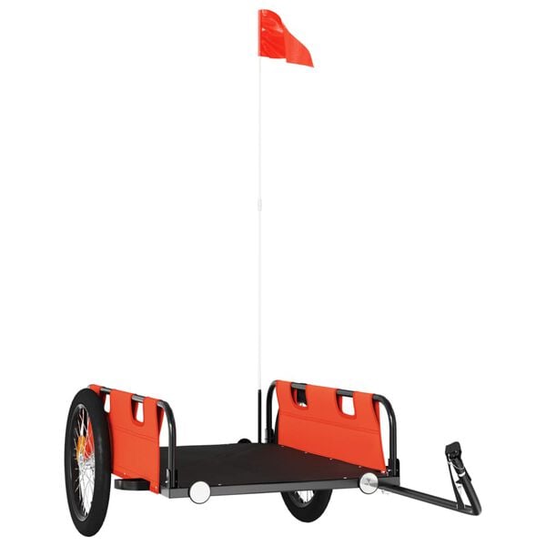 vidaXL Remolque para bicicletas hierro y tela Oxford naranja