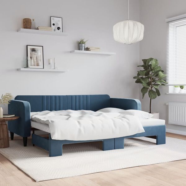 vidaXL Sof&aacute; cama nido terciopelo azul 90x200 cm
