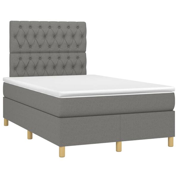 vidaXL Cama box spring con colch&oacute;n tela gris oscuro 120x200 cm