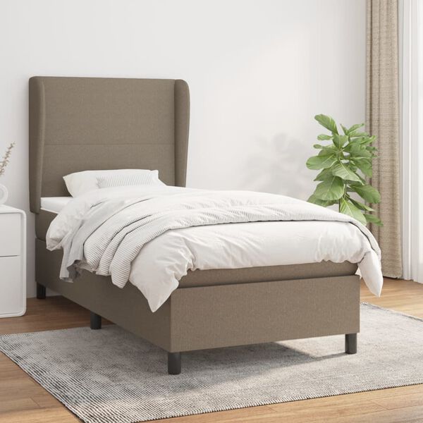 vidaXL Cama box spring con colch&oacute;n tela gris taupe 80x200 cm