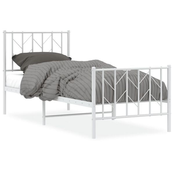 vidaXL Estructura cama sin colchón con estribo metal blanco 75x190 cm