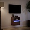 vidaXL Mueble de TV de pared con luces LED marrón roble 41x31x45 cm