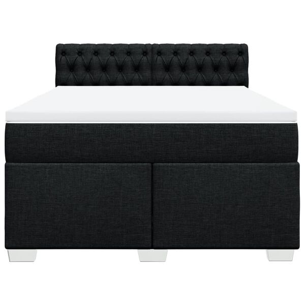vidaXL Cama box spring con colch&oacute;n tela negro 160x200 cm