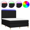 vidaXL Cama box spring colch&oacute;n y luces LED tela negro 140x190 cm