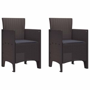 vidaXL Silla de Jardín 2 pcs Marrón 53 x 49 x 85 cm PP