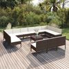vidaXL Set muebles de jard&iacute;n 14 pzas y cojines rat&aacute;n sint&eacute;tico marr&oacute;n