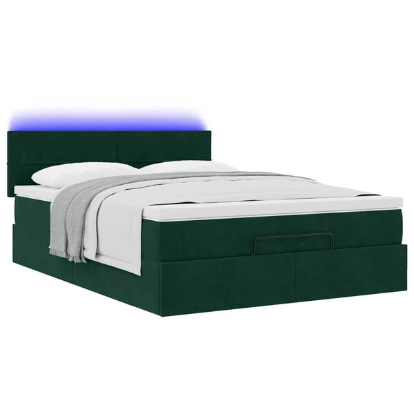 vidaXL Estructura cama otomana colch&oacute;n terciopelo verde oscuro