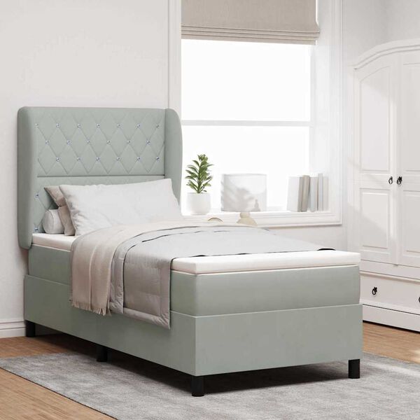vidaXL Cama tipo Box Spring Gris Claro 200 x 100 cm Terciopelo