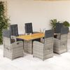 vidaXL Set comedor jard&iacute;n 7 pzas y cojines rat&aacute;n sint&eacute;tico gris