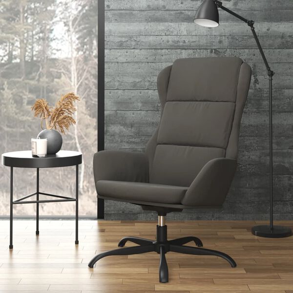 vidaXL Sill&oacute;n de relax de cuero sint&eacute;tico de ante gris oscuro