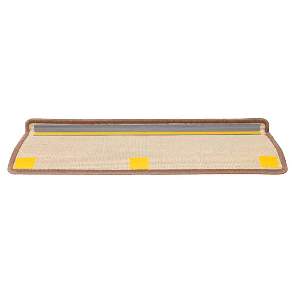 vidaXL Alfombrillas para escaleras 30 unidades 65x21x4 cm Marr&oacute;n Borde Rectangular