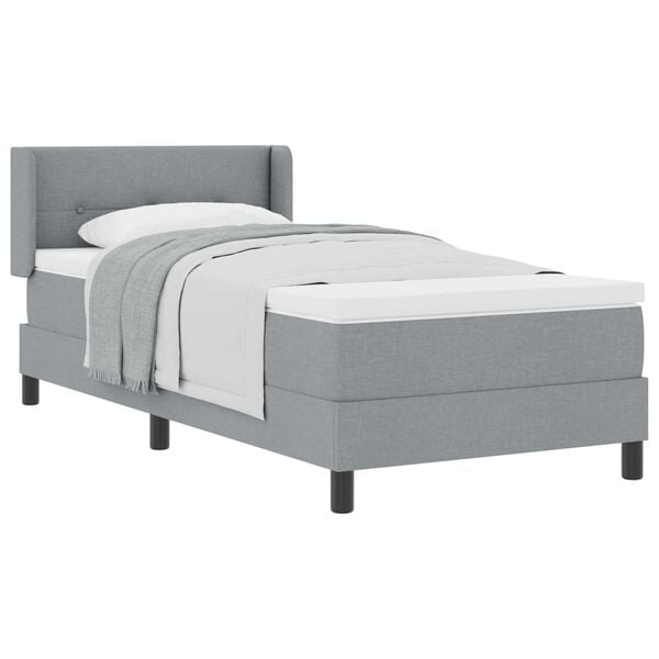 vidaXL Cama tipo Box Spring Gris Claro 200 x 90 cm Poli&eacute;ster