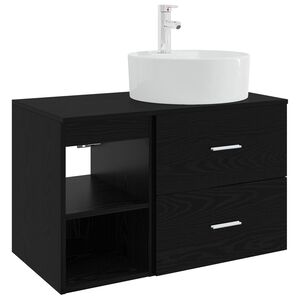 vidaXL Juego de muebles de ba&ntilde;o 2 uds. Roble Negro