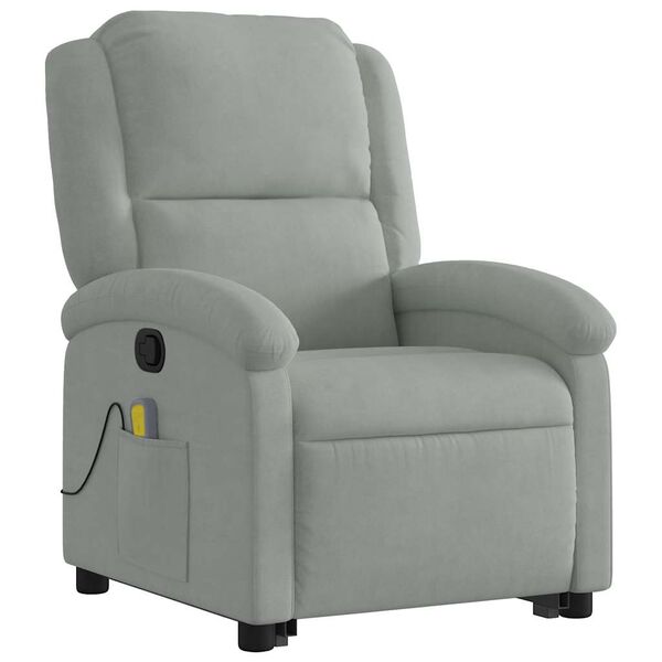 vidaXL Sill&oacute;n reclinable de masaje elevable terciopelo gris claro