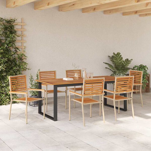 vidaXL Conjunto de Comedor de Jard&iacute;n 7 pcs Beige