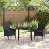 vidaXL Conjunto de Comedor de Jard&iacute;n 3 pcs Negro rat&aacute;n sint&eacute;tico