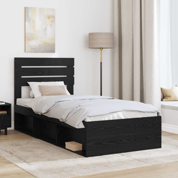 vidaXL Estructura de cama Negro 100 x 200 cm Madera de pino macizo