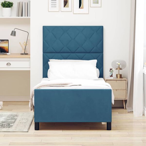 vidaXL Cama tipo Box Spring Azul Oscuro 100 x 200 cm Terciopelo