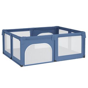 vidaXL Parque para beb&eacute;s con 2 puertas tela Oxford azul claro