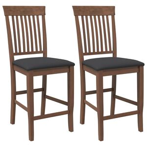 vidaXL Taburetes de bar con cojines, 2 unidades, madera maciza marr&oacute;n, goma