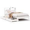 vidaXL Cama con estanter&iacute;a sin colch&oacute;n madera maciza blanca 100x200 cm