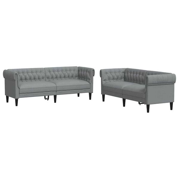 vidaXL Sof&aacute; de sala 2 pcs Gris Claro tela