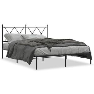 vidaXL Estructura cama sin colch&oacute;n con cabecero metal negro 140x190 cm