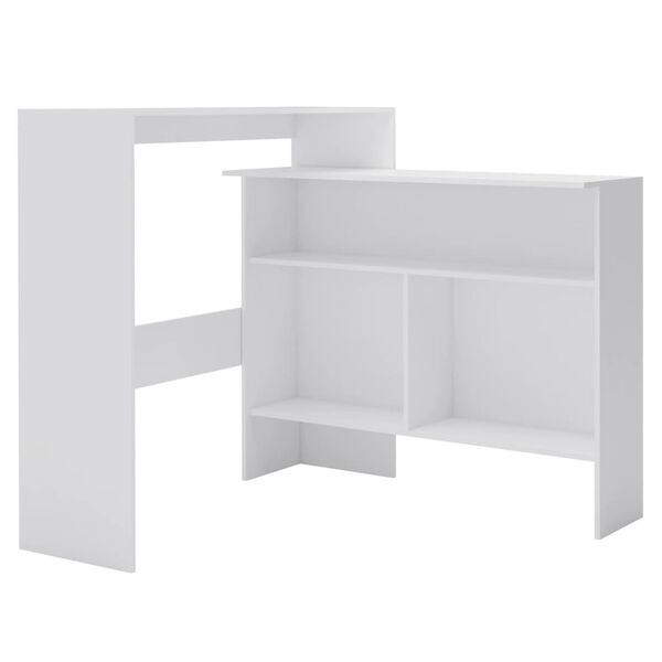 vidaXL Mesa de bar con 2 tableros blanca 130x40x120 cm