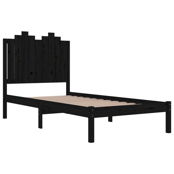 vidaXL Estructura de cama individual pequeña sin colchón madera negro
