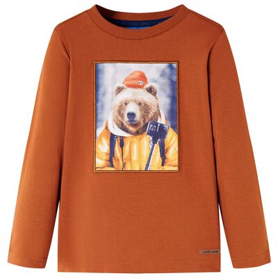 Camiseta infantil de manga larga naranja tostado 92