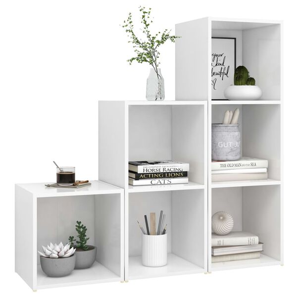 vidaXL Juego de mueble para TV de 3 piezas madera contrachapada blanco
