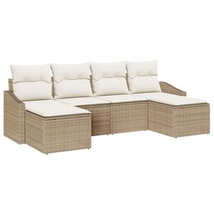 vidaXL Conjunto de Comedor de Jard&iacute;n con coj&iacute;n 6 pcs Beige y Crema