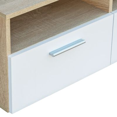 vidaXL Mueble de TV 2 pzs madera ingeniería roble y blanco 95x35x36 cm