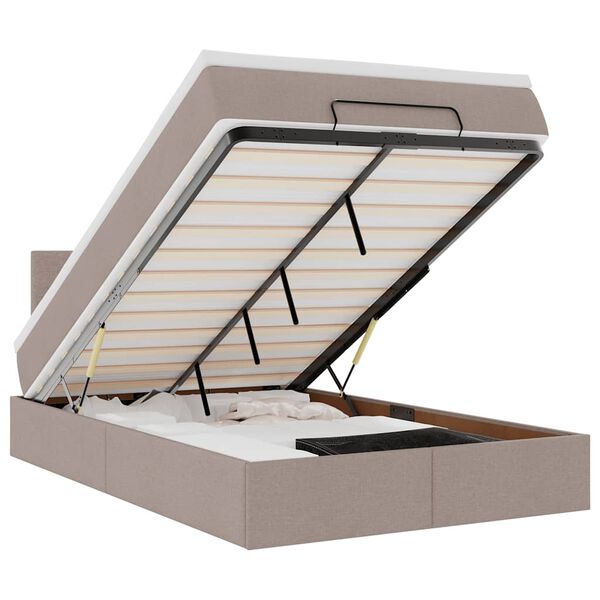 vidaXL Estructura de cama otomana colchón tela gris pardo 120x200cm